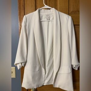Forever 21 Contemporary Longline Boyfriend White Blazer